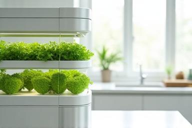 Indoor modular garden in modern kitchen