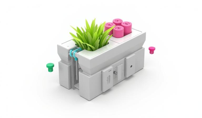 Exploded view of modular vertical garden system